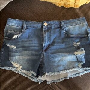 Distressed Denim Shorts
